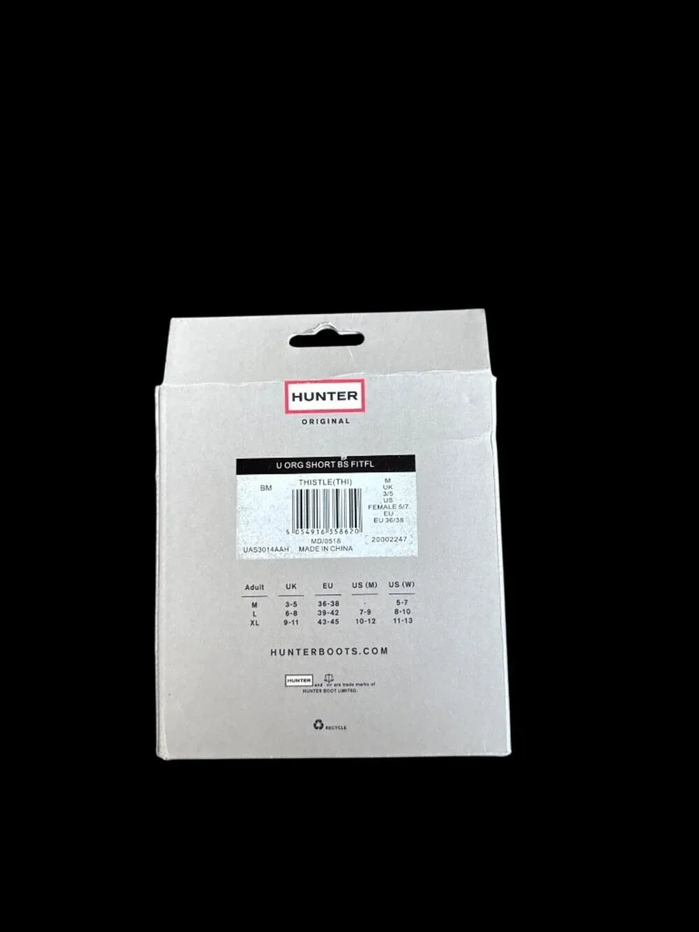 Hunter Original Fitted Boot Socks Short Thistle Purple Size Medium New In Box